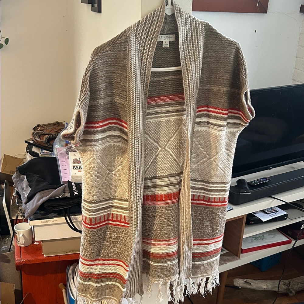 Studio Multicolor Striped Poncho sweater